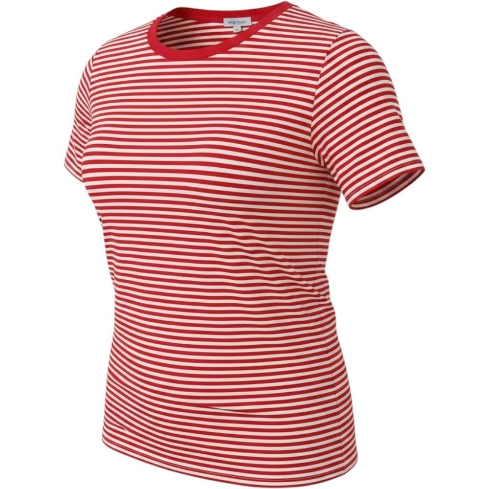 Ella Moss T-Shirt Wms XXL Red White Striped Cotton Short Sleeve Nautical Classic